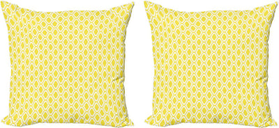 ABAKUHAUS Citroen decoratieve kussenhoes, 2 stuks, modern accent, dubbelzijdige digitale print, 50x50 cm, mosterdwit
