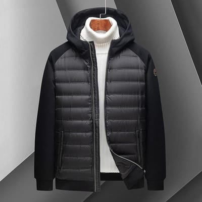 Winter Heren Capuchon Ganzendons Jas Mode Casual Warm Heren Middelbare Leeftijd en Jeugd Ganzendons Jas 4XL zwart