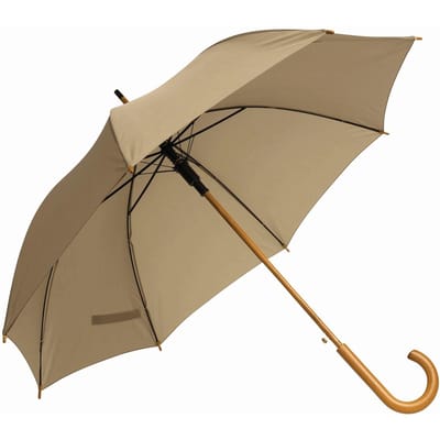 L-Merch Tango Houten Handvat Automatische Stokparaplu 89cm x beige