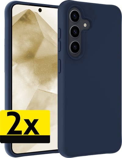Hoesje - 2 Stuks - Geschikt voor Samsung Galaxy A55 - Sterk & Shockproof - Case Siliconen - Back Cover - Telefoon Hoes - Telefoonhoesjes - Donkerblauw