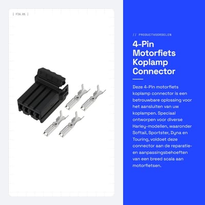 Dailygoods- Motorfiets Koplamp Connector 4-Pin - Compatibel met Ha-rley/Sportster/Dyna/Touring - Duurzaam - Snap-on Ontwerp - Sterk Geleidende Klemmen