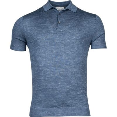 Thomas Maine Polo Pullover Short Sleeve Single Knit Merino Linnen Zijde Midden Blauw / male