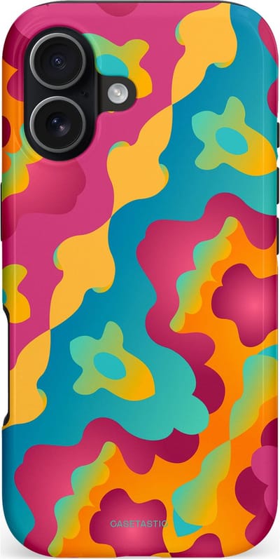 Casetastic hoesje geschikt voor Apple iPhone 17 - MagSafe - Dubbellaagse bescherming - Vlektastisch - Fashion Case - Roze Petrol Goud Oranje