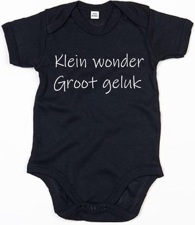 Rompertje Klein Wonder Groot Geluk-Zwart-6-12 Maanden