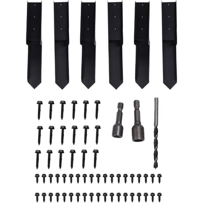 6 STKS Hekpaal Reparatieset H-vormig Koudgewalst Staal Houten Hekpaal Reparatie voor Repareren black
