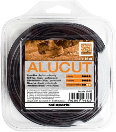 Maaidraad Nylondraad - Trimmerdraad Vierkant - Gras Maaien - Aluminium Versterkt - 2.4 mm 15 m - Zwart
