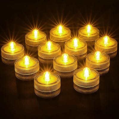 EXCITAT 12 stuks - LED-lampjes - Vlamloze theelichtjes - Waterdicht - Geschikt voor aquaria, tuinen, bruiloftsfeesten - Warm wit licht