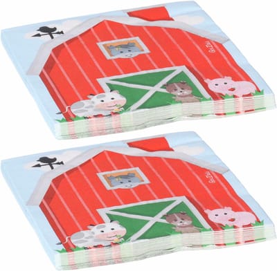 Givi Italia Feestservetten - 32x - boerderij dieren - 3 laags - 33 x 33 cm - wegwerpservetten - themafeest - kinderfeestje