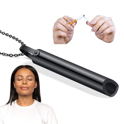 Stoppen met Roken Fluitje aan Ketting - Zwart - Ademhalingstool - Anti-Stress ketting: helpt bij Angsten, Stress, Paniekaanvallen en Hyperventilatie