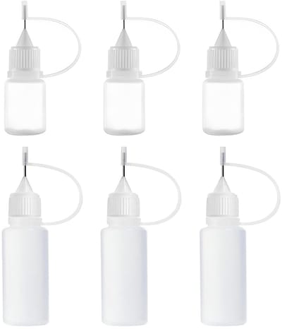 Dailygoods- Naaldflessen 6 Stuks - Doseringsfles - Precisie Applicator - Plastic Flessen - Nauwkeurige Dosering - Voor DIY Craft - Dosing Bottle