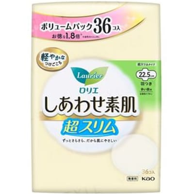 Kao - Laurier Happy Skin Volume Pack Ultra Slim Heavy Day Use 22.5cm With Wings 36 pcs