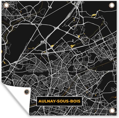 Tuin poster Stadskaart – Aulnay-sous-Bois - Plattegrond – Kaart – Frankrijk - 200x200 cm - Tuindoek