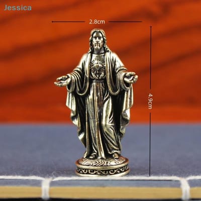 Mini Jezusbeeldje | 4,9 cm Vintage Messing Religieus Beeldje Voor Huisdecoratie Collectie black