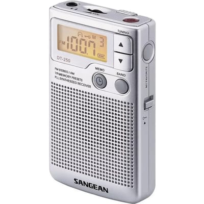 Sangean Pocket 250 Zakradio VHF (FM), Middengolf FM Toetsvergrendeling Zilver