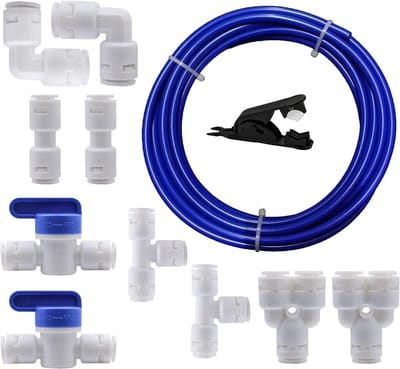 Universele Wateraansluitset van 5M voor Koelkast, RO Waterfilter en Slangverbinding met Afsluitklep en 6.4 mm Slang