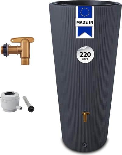 Regenton 220L - Waterton Watertank - Tuin Bewateren - Met Plantenschaal - 220 Liter - Grafietgrijs