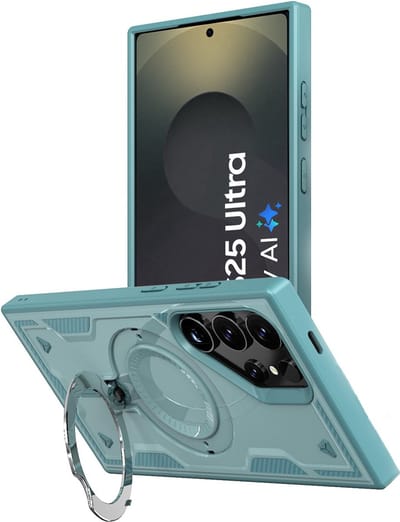 Hoesje Geschikt voor Samsung Galaxy S25 Ultra - Armor hoes met Ringhouder - Arara backcover - Lake Blauw