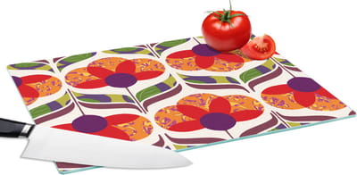 Glazen Snijplank - 39x28 - Retro - Flower Power - Vintage - Kleuren - Snijplanken Glas
