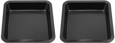 Dailygoods- Bakvorm Antiaanbaklaag - Bakvorm Vierkant 22x22x4 cm - Bakvormen voor Taarten/Pizza/Brood - 2 Stuks - Geschikt voor Thuiskeuken - Makkelijk Schoon te Maken - Cakevorm