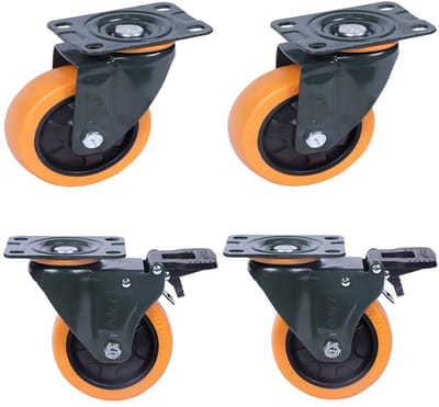 Zwenkwielen Set - Platenwielen Dubbel - Meubels Verplaatsen - Stil Polyurethaan - 75 mm