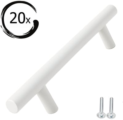 20X Meubelgreep RVS Wit 128mm Boormaat - Set - Greepjes - Handgreep - Handgrepen keukenkastjes - Handvatten - Meubelgreep Wit - Handgrepen voor deurtjes