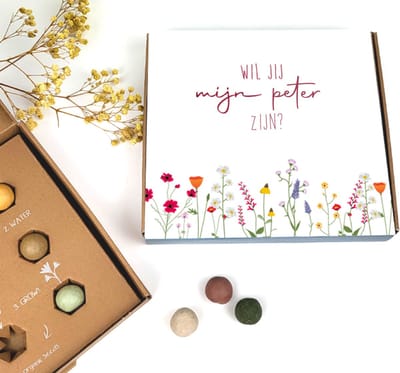 Bloembommetjes - Zaadjes - Cadeau peter - bloemetjes - wil jij mijn peter zijn - wil je mijn peter zijn - peter vragen - Zaad - Bloemen