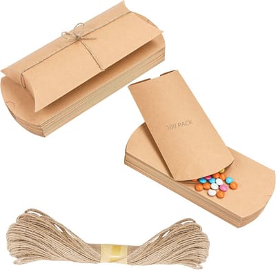 Papieren Kussen Geschenkdoosjes met Koord - 100 Stuks voor Huwelijk, Verjaardagen, Kerst en Babyshowers