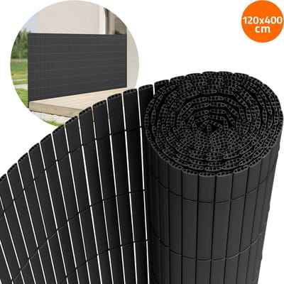 Privacyscherm mat 120x400 cm privacy hek windscherm balkonscherm PVC antraciet UV-bestendig