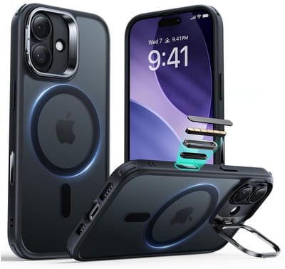 ESR Hoesje Geschikt voor iPhone 17 - Classic Hybrid HaloLock Stand - Compatibel met MagSafe & Qi2 - Back Cover met Standaard - Camera Kickstand - Camera Control - Frosted Zwart