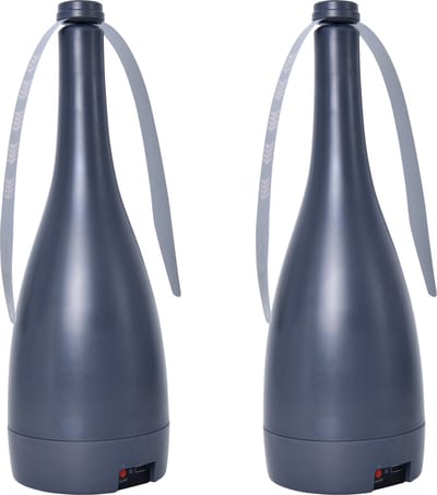 Vliegenverjager SET van 2 stuks- FLY FAN- oplaadbaar met USB kabel, met ingebouwde Li-Ion batterijen Antraciet Grijs/ Werkt 10 u met 1 oplaadbeurt!
