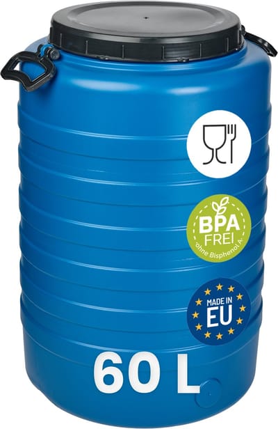 Garronda 60L – Vat met wijde hals - Kuilvoer in vat – Bagagetrommel – Gistingsvat – Gistingscontainer – Voerton