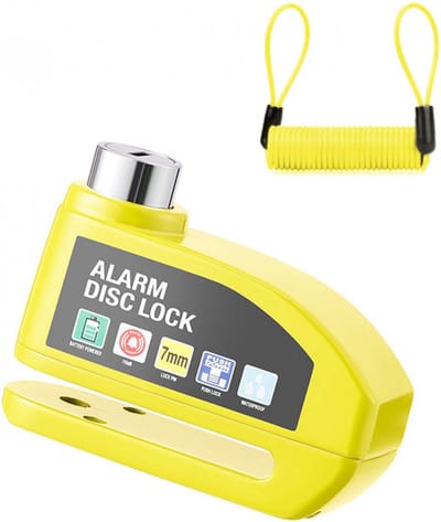 Schijfremslot Alarm - Remschijfslot met alarm - met Reminderkabel - 7 mm - Motorslot - Scooterslot