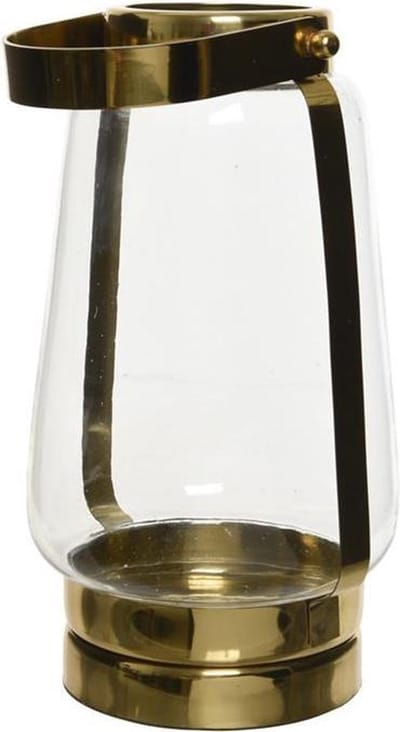 Decoris - lantaarn RVS structuur glas goud