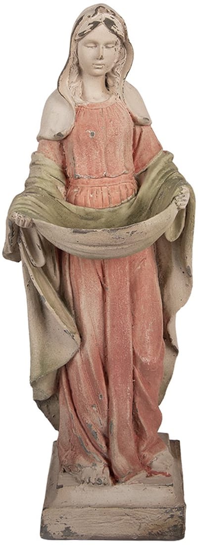 Clayre & Eef Decoratie Beeld Maria 16x16x44 cm Beige Keramisch materiaal