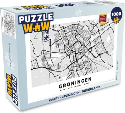 Puzzel Kaart - Groningen - Nederland - Legpuzzel - Puzzel 1000 stukjes volwassenen