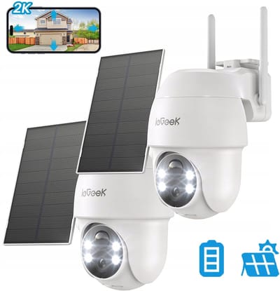 ieGeek Draadloze 2K WLAN-camera voor buiten - met zonnepaneel -360° PTZ - batterij-aangedreven bewakingscamera met bewegingsdetectie - kleur-nachtzicht