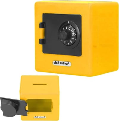 Mini Kinderkluis - Geldopslagdoos Spaarpot - Geld Besparen - Cijferslot - 9.4 x 9.4 x 4.5cm - Geel