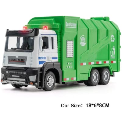 1:50 Elektrische Veegmachine Model Speelgoedauto's Legering Diecast Vuilniswagens Geluid Licht Deuren Geopend Bouwvoertuigen Voor Kinderen Cadeaus green