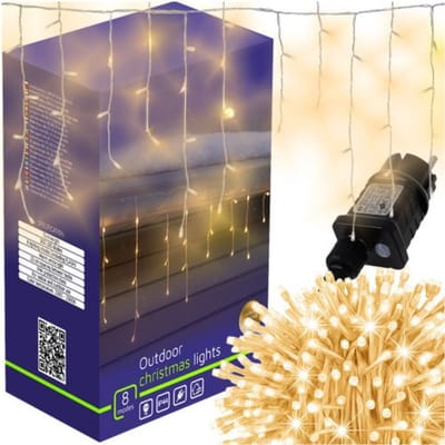MOZY® - Lichtgordijn - 15 meter - 300 LED's - Warm Licht - voor Binnen en Buiten - 8 Verlichtingsstanden - Kerstverlichting - Kerst Verlichting - Lichtsnoer