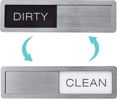Vaatwasser Magneet Schoon Vuil Indicator - Schuifmechanisme - 50x178 mm - Zilver - Vaatwasser Bordje - Dirty Clean Indicator - Keuken Accessoires - Magnetisch & Zelfklevend - Cadeau voor Moederdag - Housewarming