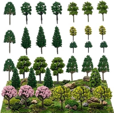 Realistische modelbouwbomen en miniatuurbomen - 30 stuks voor modelbaan en decoratief landschap, duurzaam en stabiel voor architectuur en hobbyprojecten