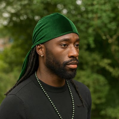 Fluwelen Durag / Velvet Du-rag / Do-rag / Bandana AfricanFabs® - Unisex - Groen - Waves