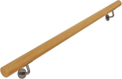 Houten trapleuning - Wandmontage reling - Veilig traplopen - Ergonomisch ontwerp - 80 cm - Bruin