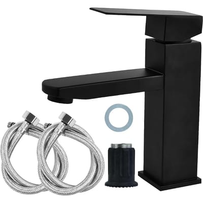 1/2in Universele Warm Koud Water Kraan 304 Roestvrij Staal Waterkraan voor Wastafel Badkamer Huis black