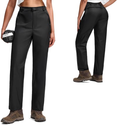 BUBW® Regenbroek Dames - Waterdicht & Ademend - Waterkolom 5.000 | 5.000 g/m² Ademend Vermogen - Regenbroek met Riem en Rits - Maat M - Zwart