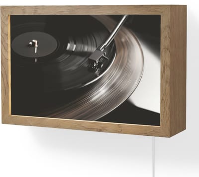 Wandlamp 30x20 cm - Oplaadbaar - Close-up - Vinylplaat - Platenspeler - Zwart - Wandlampen binnen woonkamer - Slaapkamer lamp met kabel - Decoratieve nachtlamp - Vloerlamp snoer
