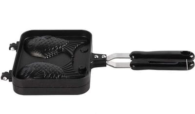 Elektrische Taiyaki wafelpan van 38×19×4 cm met non-stick coating en dubbele visvorm voor het eenvoudig bereiden van Japanse visvormige wafels