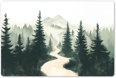 Placemats 45x30 cm - Placemat kunststof - 1 stuk - Pad - Bomen - Bos - Illustratie - Borden onderleggers - Decoratie voor op tafel - Keuken tafeldecoratie accessoires - Vinyl onderlegger - Tafelversiering