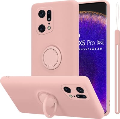 Cadorabo Hoesje geschikt voor Oppo FIND X5 PRO in LIQUID ROZE - Beschermhoes van flexibel TPU silicone Case Cover met ring