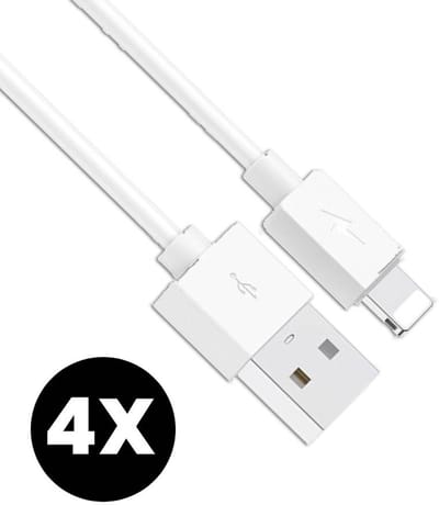 4x Oplader kabel geschikt voor iPhone - 1 meter - Kabel geschikt voor lightning - Oplaadkabel - USB kabel - Lader kabel